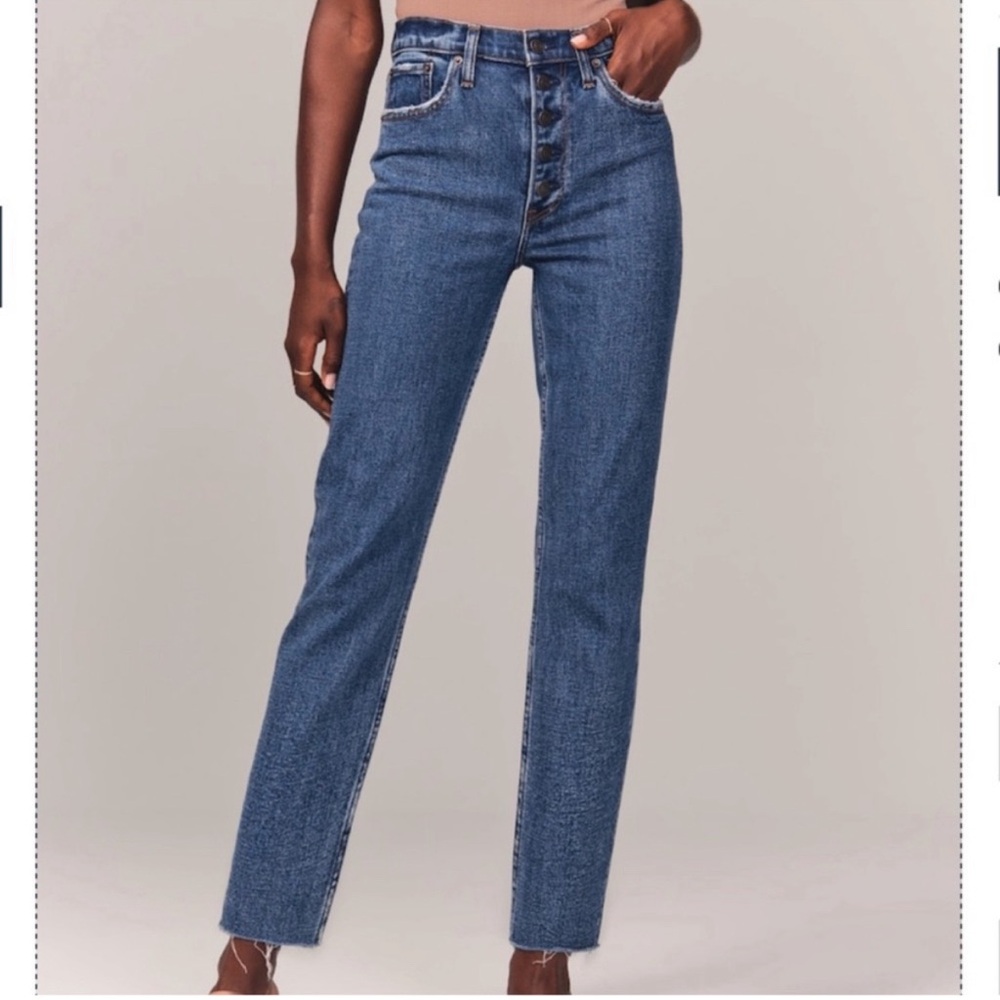 Abercrombie & Fitch Curve Love Mom High Rise Exposed Button Fly Jean Size 28/6R